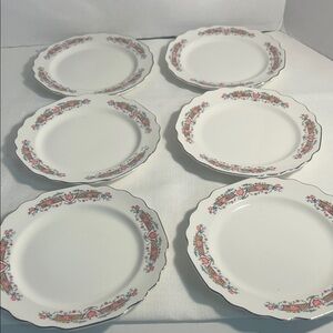 Floral Patterned Dinner Plates Set 7 inch plates set of 6
